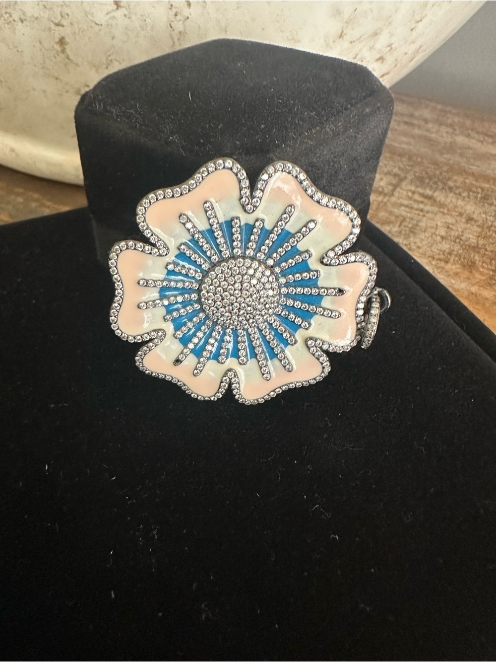 Karli Buxton Floral Crystal Statement Pendant in Blue and Pink